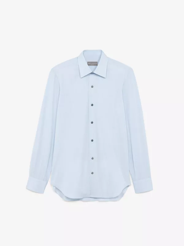 COTTON-POPLIN SHIRT WITH CLASSIC CUFFS IN PALE BLUE