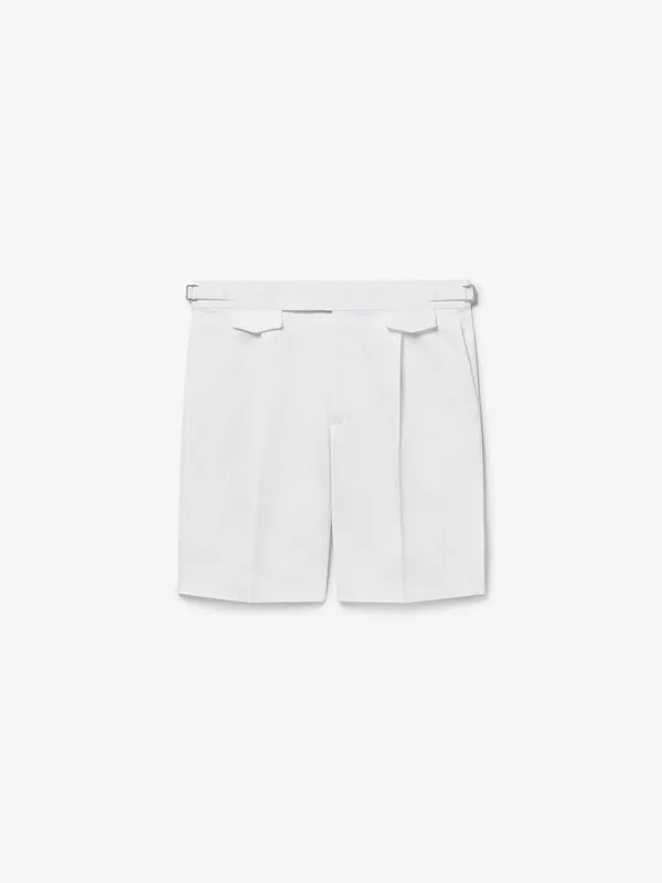 COTTON-GABARDINE TAILORED SHORTS IN IVORY