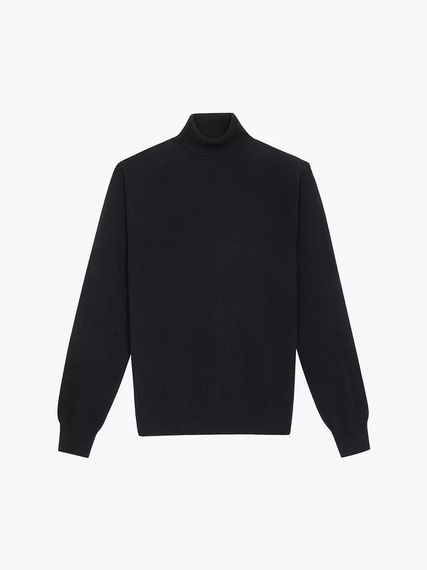 BLACK CASHMERE ROLLNECK SWEATER