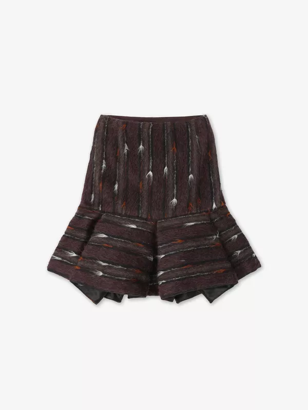 褐木棕浅锈红白色混色羊毛混纺雕塑感半裙「限量3件」