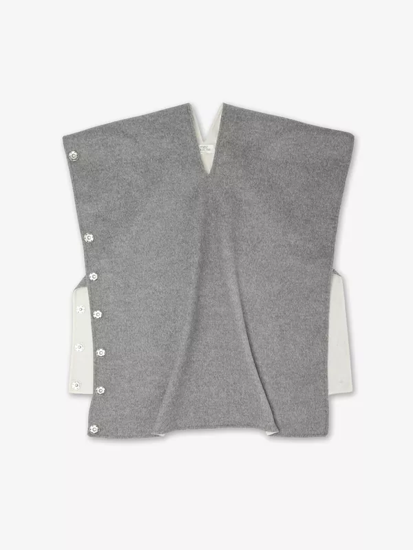 灰色/珍珠白双面羊绒斗篷「限量10件」